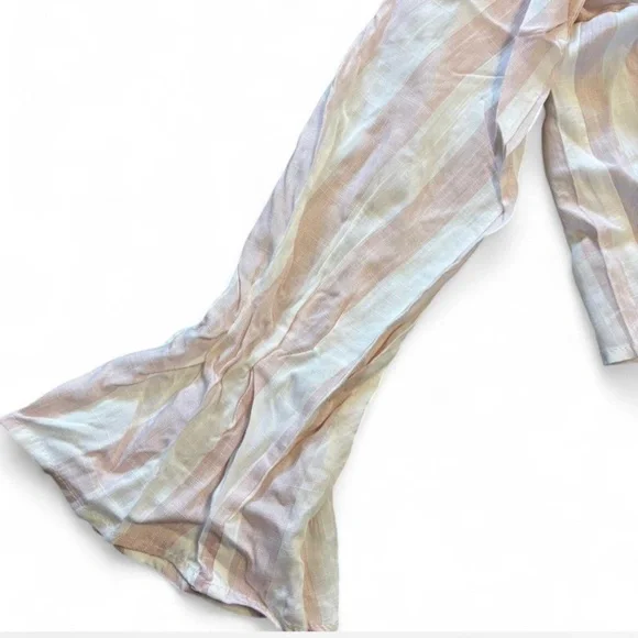 NWTGS Umgee Punk & White Striped Blouse Bell Sleeve - Picture 4 of 7